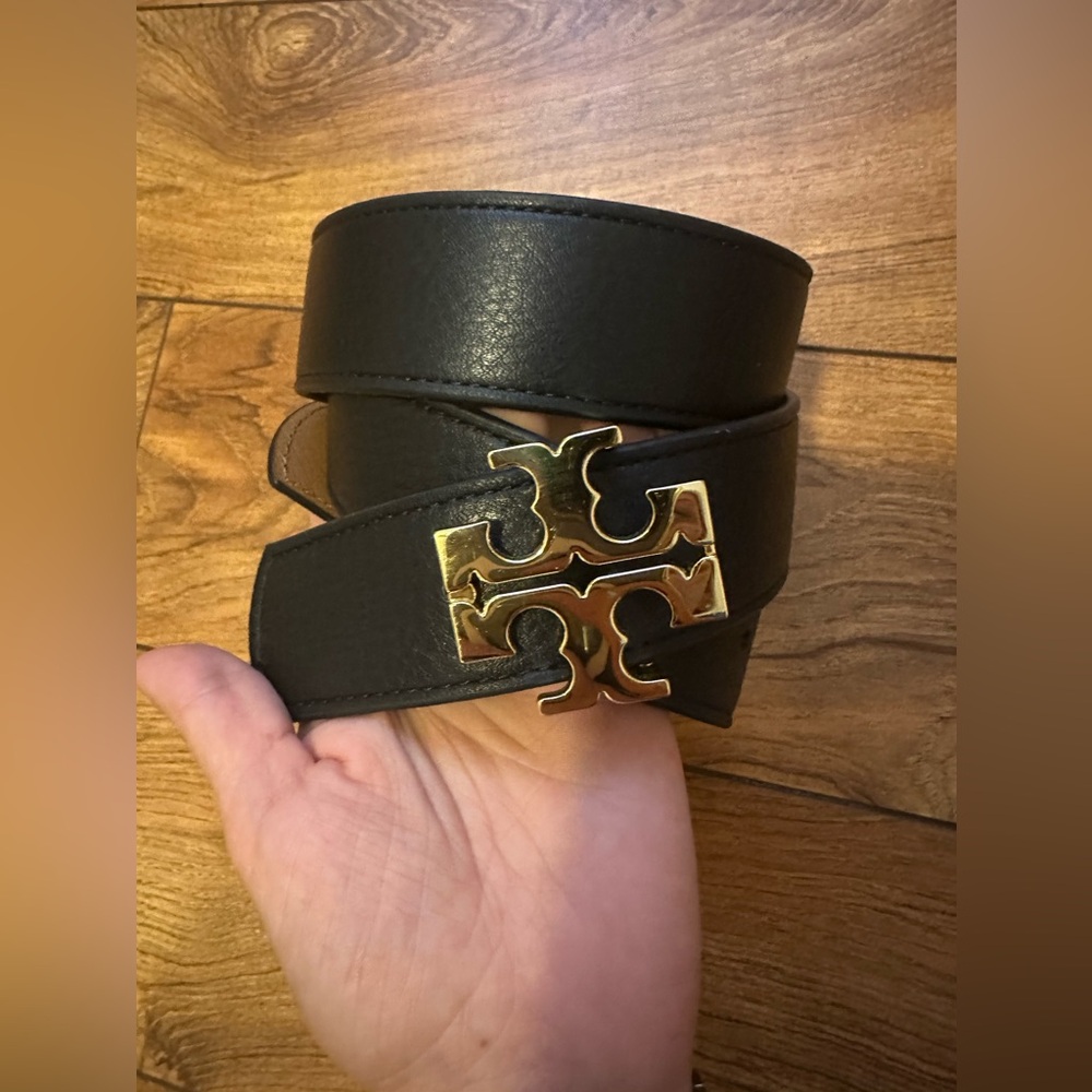 Tory Burch Black Belt with Gold Emblem